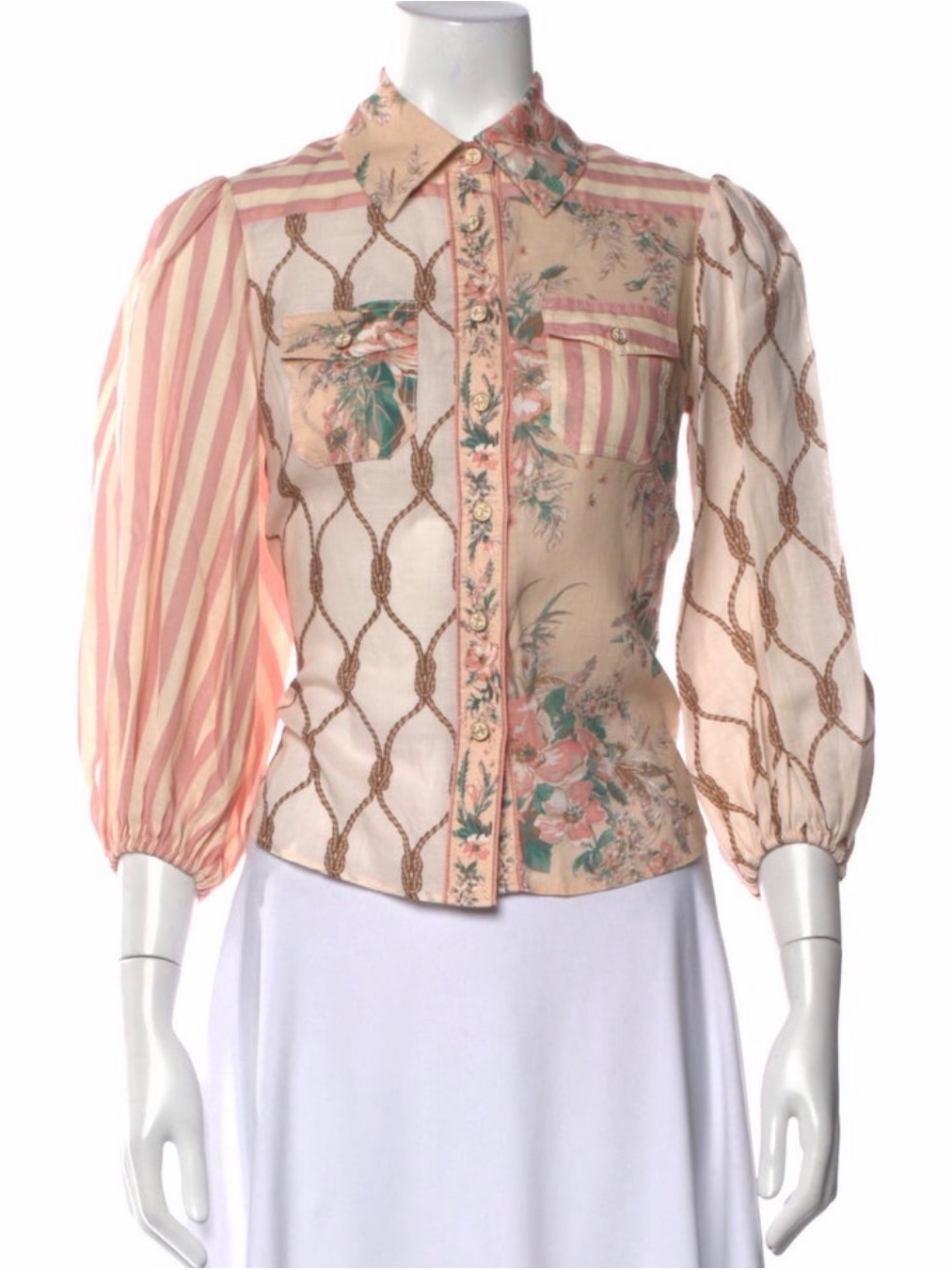 Zimmermann Moonshine Patchwork Button Front Blouse